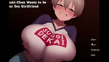 A atrevida Uzaki Chan, com seus seios enormes, quer ser sua namorada sexual em um jogo hentai.