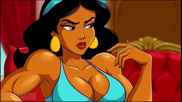 Aladdin e a Princesa Jasmine fazem idos vergonhosos ao Gênio. Paródia pornográfica de desenho animado.