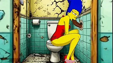 Marge, uma dona de casa casada, é fodida em um banheiro público imundo. Paródia de desenho animado. Glory Hole